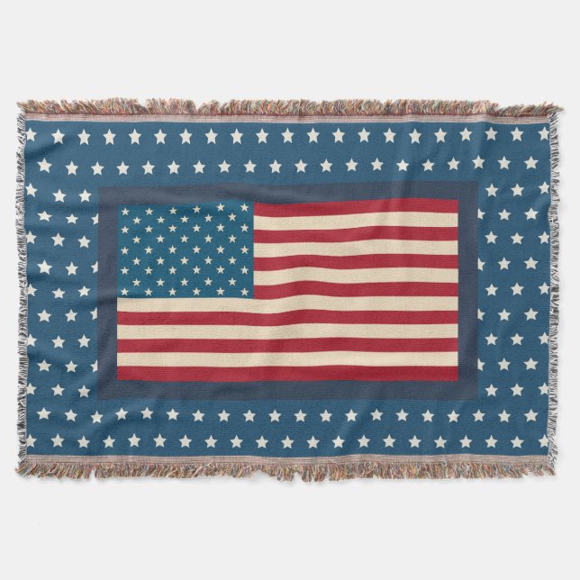 Amerikansk flaggstjärna kastar filt  (Framsidan)
