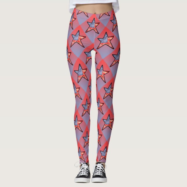 Amerikansk flaggstjärna Leggings (Framsida)