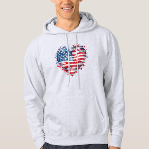 Amerikansk flaggstjärnor ränder hjärta patriotisk hoodie