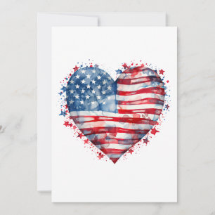 Amerikansk flaggstjärnor ränder hjärta patriotisk  inbjudningar