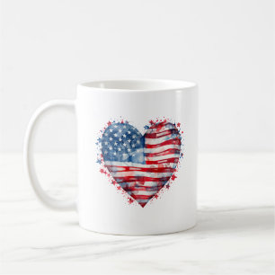 Amerikansk flaggstjärnor ränder hjärta patriotisk  kaffemugg