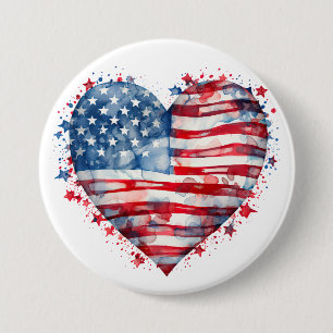 Amerikansk flaggstjärnor ränder hjärta patriotisk knapp
