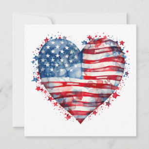 Amerikansk flaggstjärnor ränder hjärta patriotisk kort