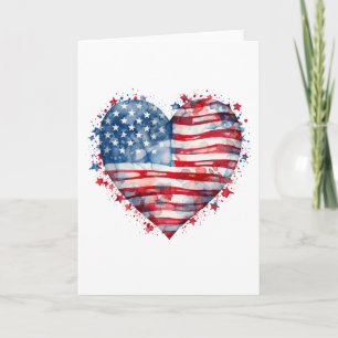 Amerikansk flaggstjärnor ränder hjärta patriotisk  kort