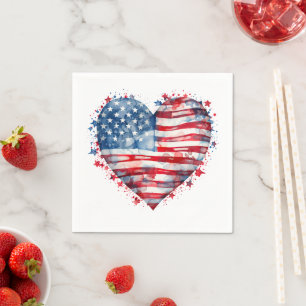 Amerikansk flaggstjärnor ränder hjärta patriotisk pappersservett