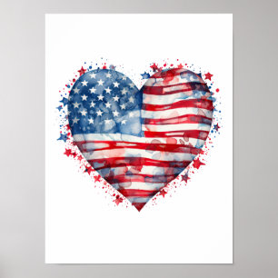 Amerikansk flaggstjärnor ränder hjärta patriotisk poster