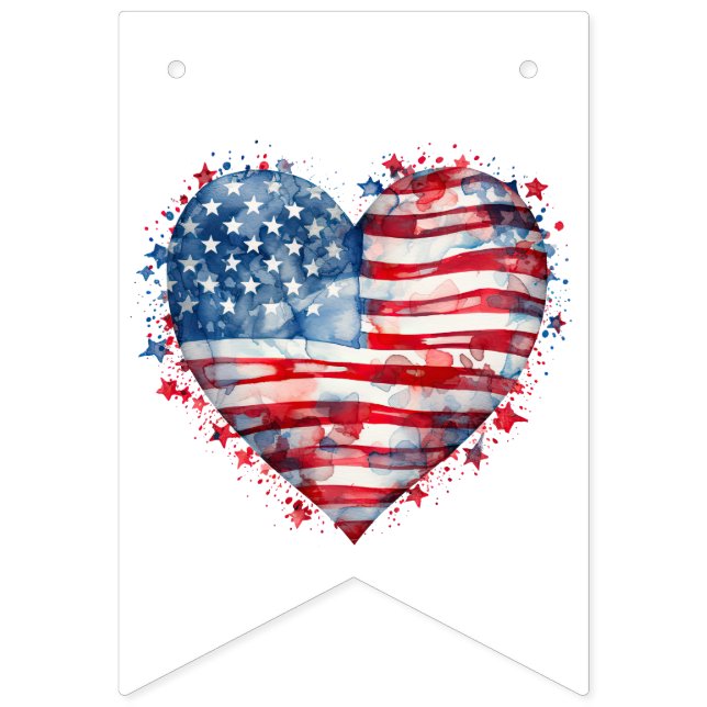 Amerikansk flaggstjärnor ränder hjärta patriotisk  vimplar (Första flaggan)