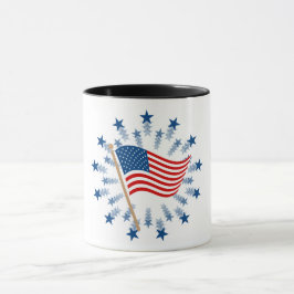 Amerikansk flaggstjärnsfyrverkeri 4 juli mugg