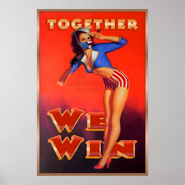 Amerikansk flaggtema mask tillsammans vi vinner kr poster (Framsidan)