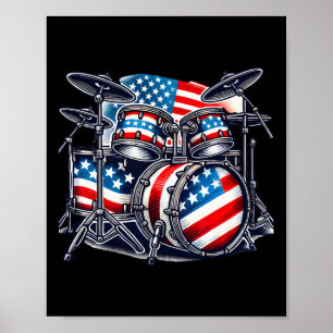 Amerikansk flaggtrumma trumset USA Patriotisk trum Poster