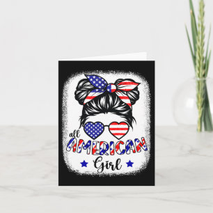 Amerikansk flicka 4:e juli Shirt Women Messy Bun Kort