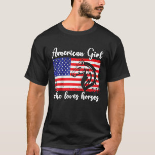 Amerikansk flicka som kärlek hästar rider Raglan B T Shirt