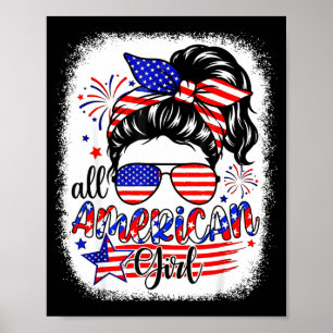 Amerikansk flicka usa flagga 4 juli kvinnor barn p poster