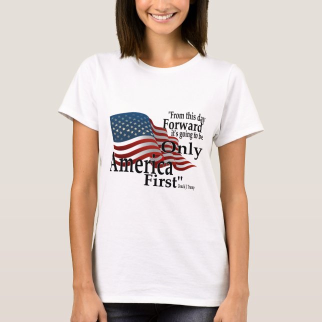 Amerikansk första trumpote Patriotic Flagga T Shirt (Framsida)