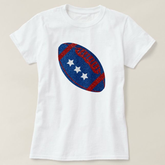 Amerikansk Fotboll 4:e Juli Glitter T Shirt (Design framsida)