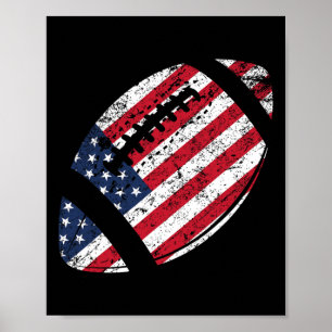 Amerikansk fotboll 4 juli amerikanska Flagga Patri Poster