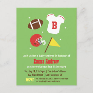Amerikansk fotboll Baby Shower-partyn Invitationer Inbjudningar