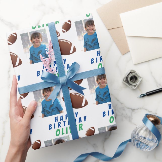 Amerikansk Fotboll Boll Sport Barn Födelsedagsfoto Presentpapper (Gifting)