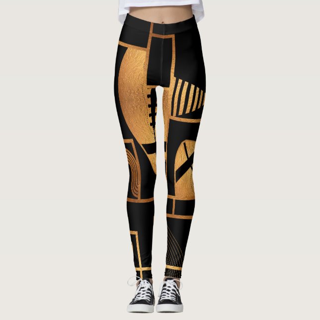 Amerikansk fotboll Bronze Geometric Abstrakt Leggings (Framsida)