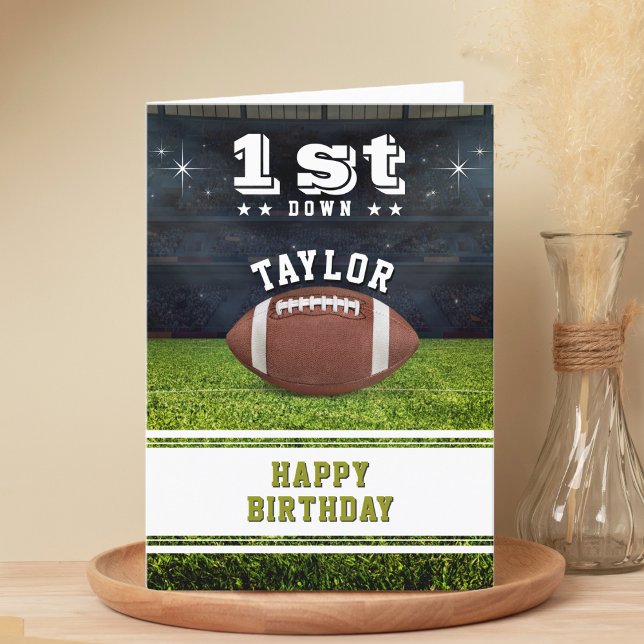 Amerikansk fotboll Fält 1:a födelsedag Party Tack Kort (American Football Field 1st Birthday Party Thank You Card)