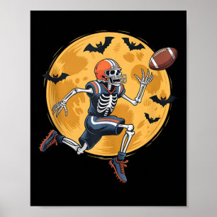 Amerikansk Fotboll Fan Skelett Halloween Herrar Po Poster