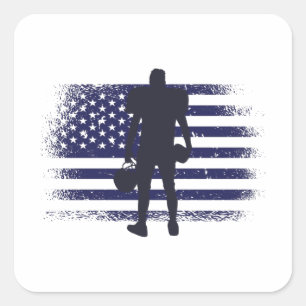 Amerikansk fotboll Fläkt Jersey Shirt USA flagga Fyrkantigt Klistermärke