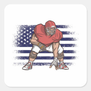 Amerikansk fotboll Fläkt Jersey Shirt USA flagga Fyrkantigt Klistermärke