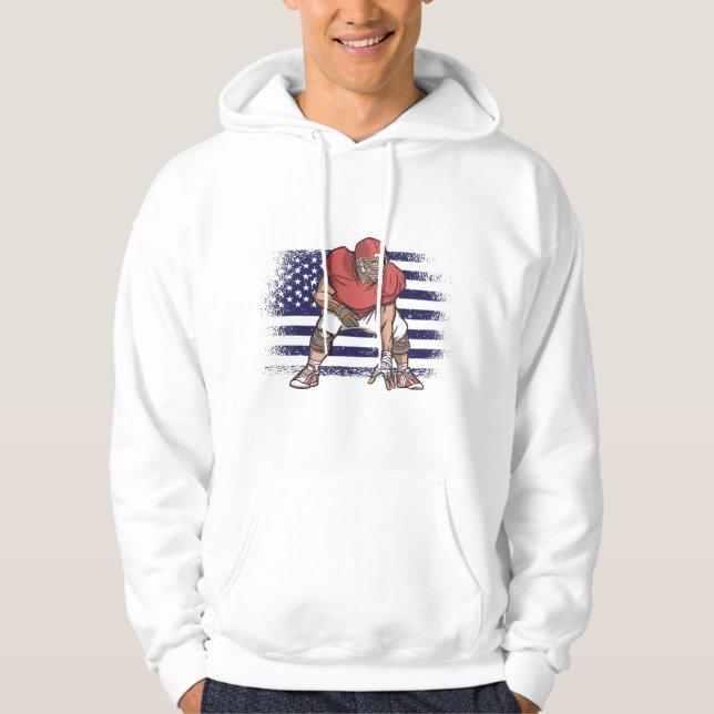Amerikansk fotboll Fläkt Jersey Shirt USA flagga Hoodie (Framsida)
