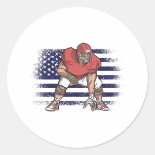 Amerikansk fotboll Fläkt Jersey Shirt USA flagga Runt Klistermärke