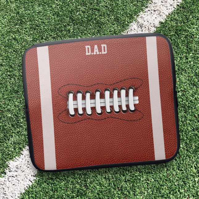 Amerikansk fotboll Fläkt Monogram Laptop sleeve (Add your initials to this American football ball inspired laptop sleeve)