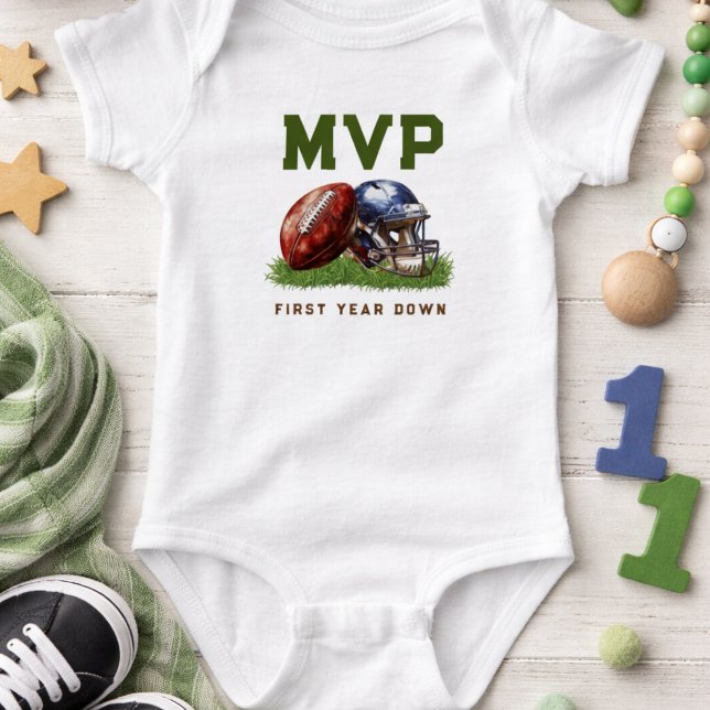 Amerikansk fotboll - första året nedåt 1:a födelse t shirt (American Football First Year Down 1st Birthday Baby shirt)