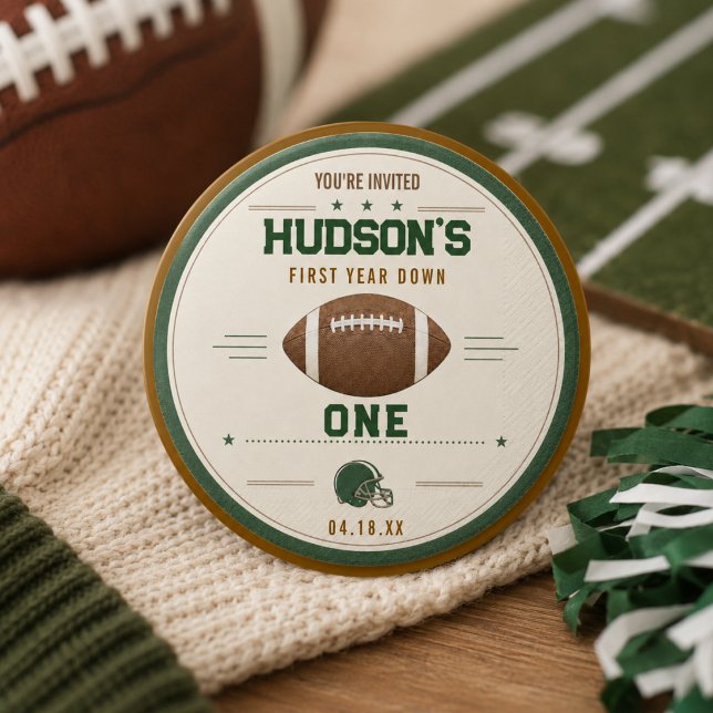 Amerikansk Fotboll Första Året Ner 1:a Födelsedag Knapp (American Football First Year Down 1st Birthday button)