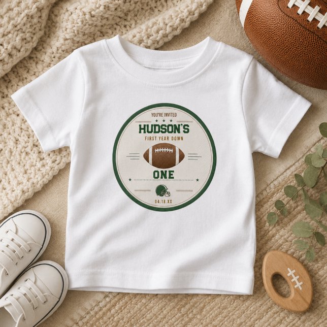 Amerikansk Fotboll Första Året Ner 1:a Födelsedag T Shirt (American Football First Year Down 1st Birthday Baby T-Shirt
)