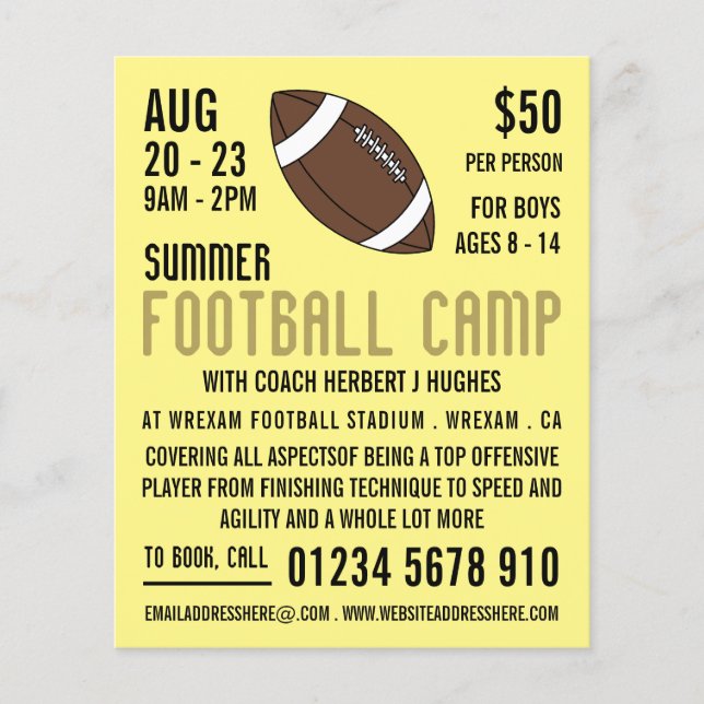 Amerikansk fotboll, fotbollskamp, reklamflyg flygblad (Framsidan)