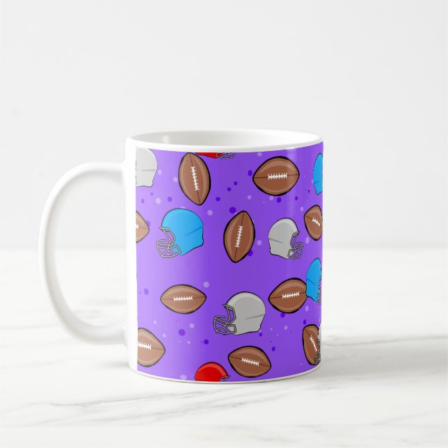 Amerikansk fotboll - Helmet & Boll Seamless Mönste Kaffemugg (Vänster)