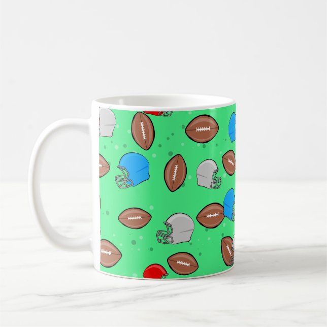Amerikansk fotboll - Helmet & Boll Seamless Mönste Kaffemugg (Vänster)