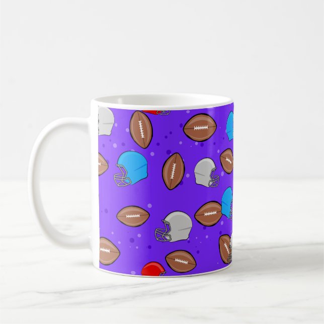 Amerikansk fotboll - Helmet & Boll Seamless Mönste Kaffemugg (Vänster)