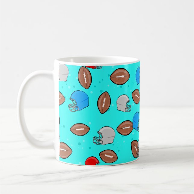 Amerikansk fotboll - Helmet & Boll Seamless Mönste Kaffemugg (Vänster)