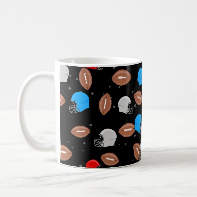 Amerikansk fotboll - Helmet & Boll Seamless Mönste Kaffemugg (Vänster)