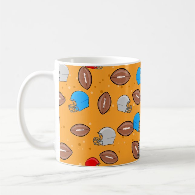 Amerikansk fotboll - Helmet & Boll Seamless Mönste Kaffemugg (Vänster)
