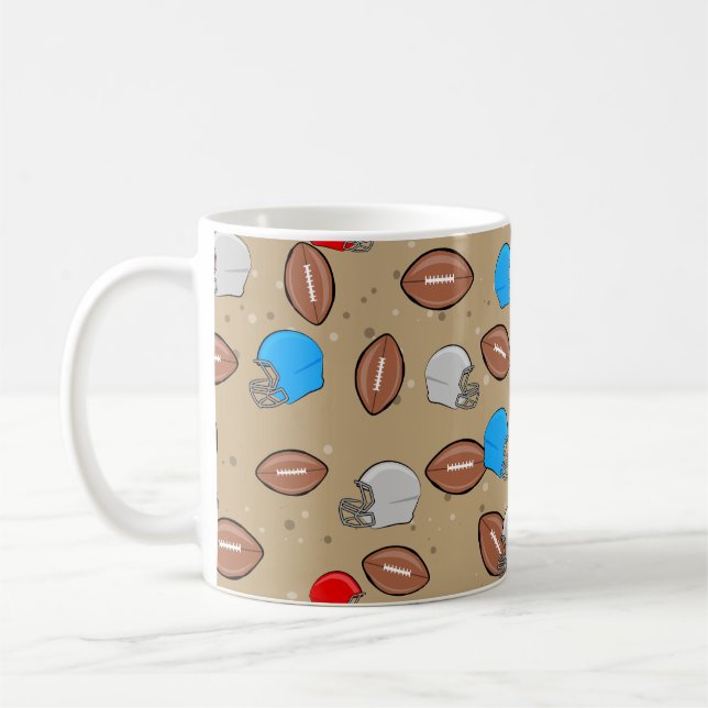Amerikansk fotboll - Helmet & Boll Seamless Mönste Kaffemugg (Vänster)