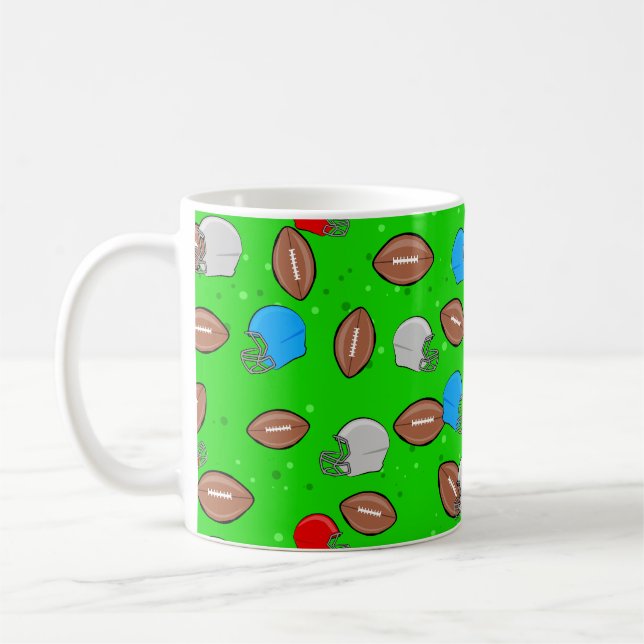 Amerikansk fotboll - hjälm & boll sömlöst mönster kaffemugg (Vänster)