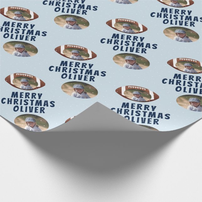 Amerikansk fotboll Merry Christmas Pojke Foto Presentpapper (Hörn)