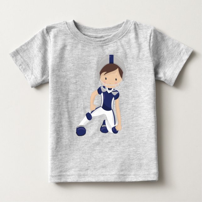 Amerikansk fotboll, Rugby, Cute Boy, Brown Hair T Shirt (Framsida)