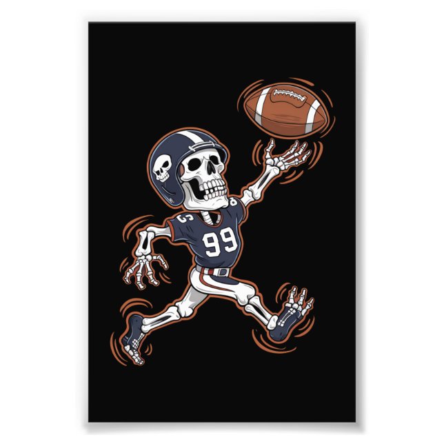 Amerikansk Fotboll Skelett Halloween Fotboll  Fototryck (Framsidan)