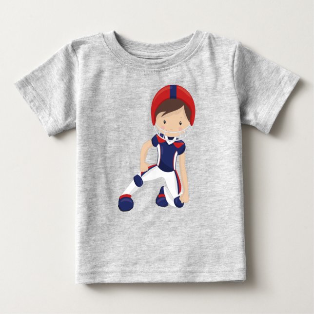 Amerikansk Fotboll, Söt Pojke, Brunt Hår, Rugby T Shirt (Framsida)