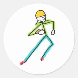 Amerikansk fotboll Stickman Runt Klistermärke