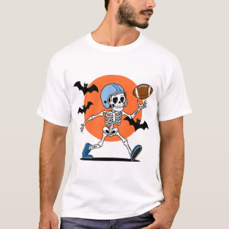 Amerikansk fotbollsskeleton Halloween för manar T Shirt