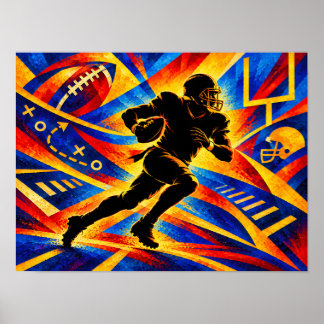 Amerikansk fotbollsspelare i aktion Siluett Poster