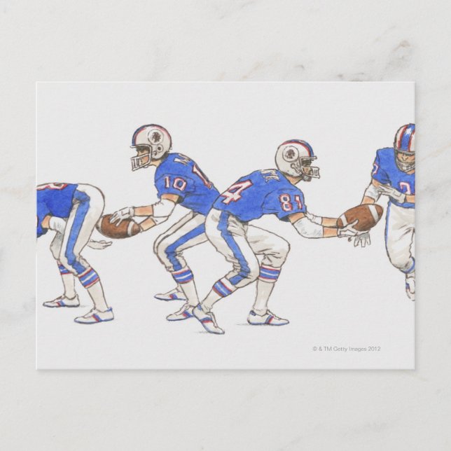 Amerikansk fotbollsspelare som demonstrerar rörels vykort (Framsida)